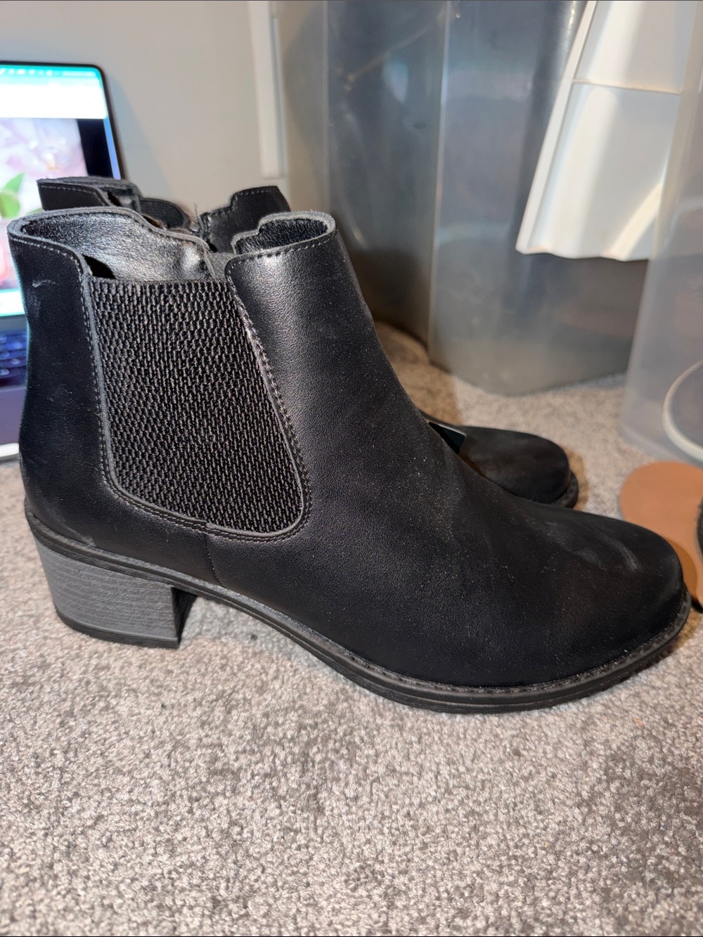 Adiva Black Slip-On Chelsea Ankle Booties